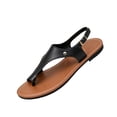 thumbnail image 2 of Women's Toe Post Thong Sandals Open Toe Ankle Strap Dressy Flat Sandals Black 42, 2 of 3