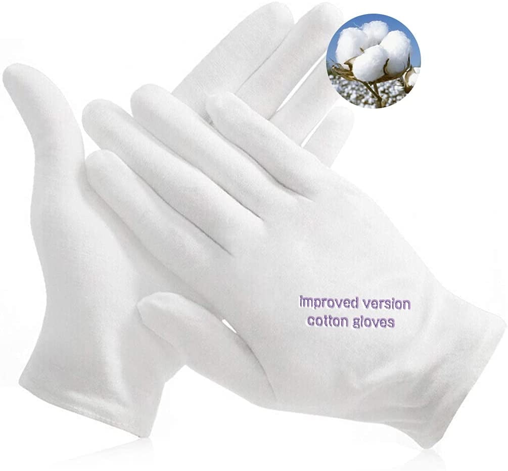 1/5/10 Pairs White Cotton Gloves Medium Size Coin Jewelry Silver for Inspections 