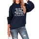 thumbnail image 3 of Sudadera con capucha Manga larga Cordón Suelto Cómodo Diseño de patrón de letras Poliéster Sudadera de mujer para uso diario Azul marino (letras blancas) S, 3 of 6