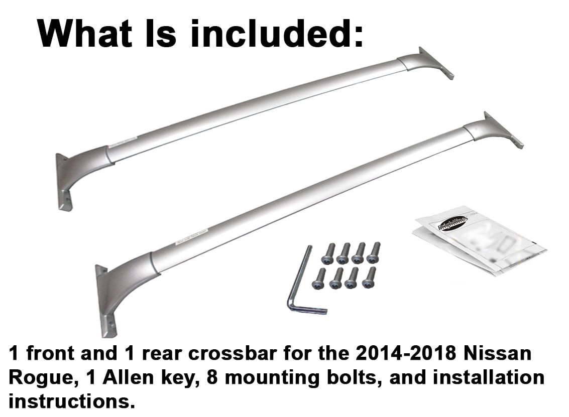 BrightLines Roof Rack Cross Bars Replacement for Nissan Rogue 2014-2020 a Set of 2pcs, Silver Aluminum Top Cargo Rack