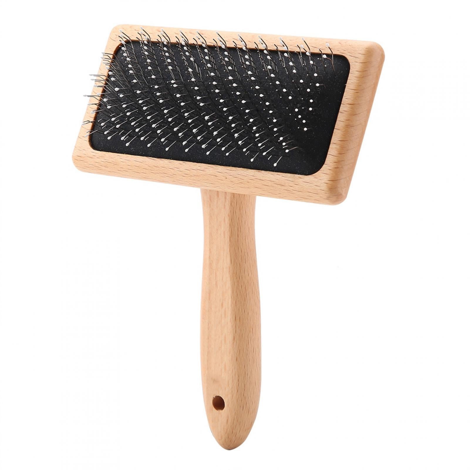 Riousery Professional Pet Hair Comb Stainless Steel Pin Grooming & Deshedding Brush Tool for Dogs and Cats, Durable Wooden Straight Handle, Square Head Large Size (4.7 inches / 12 cm) for Daily Care