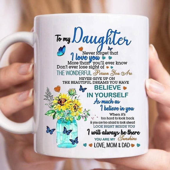 Butterfly Sunflower Mugs To My Daughter Mug From Dad Mom Mothers Day Birthday