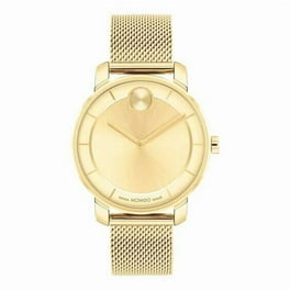 Movado Men's Bold Gold Dial Quartz Watch with Leather Strap