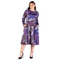 thumbnail image 3 of Plus Size Paisley Pleated Fit N Flare Midi Dress, 3 of 3