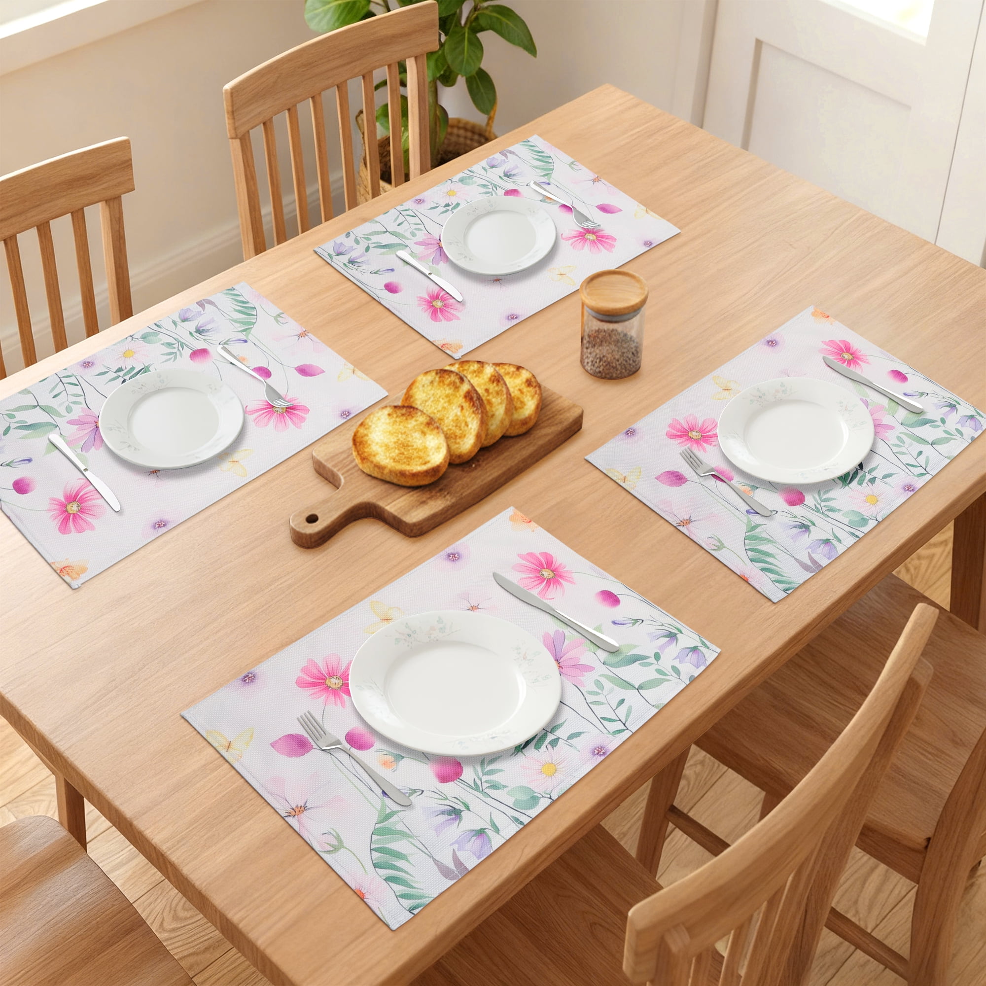 Unique Bargains Farmhouse Placemats Set of 6 Linen Placemats for Dining Table Beige