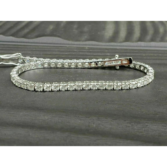 JALASH ONLINE 2Ct Lab Created Diamond 14k White Gold Plated Silver 3mm Tennis Bracelet 7"