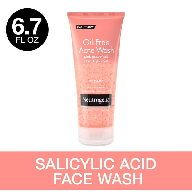 Neutrogena OilFree Pink Grapefruit Acne Face Wash, Foaming Facial