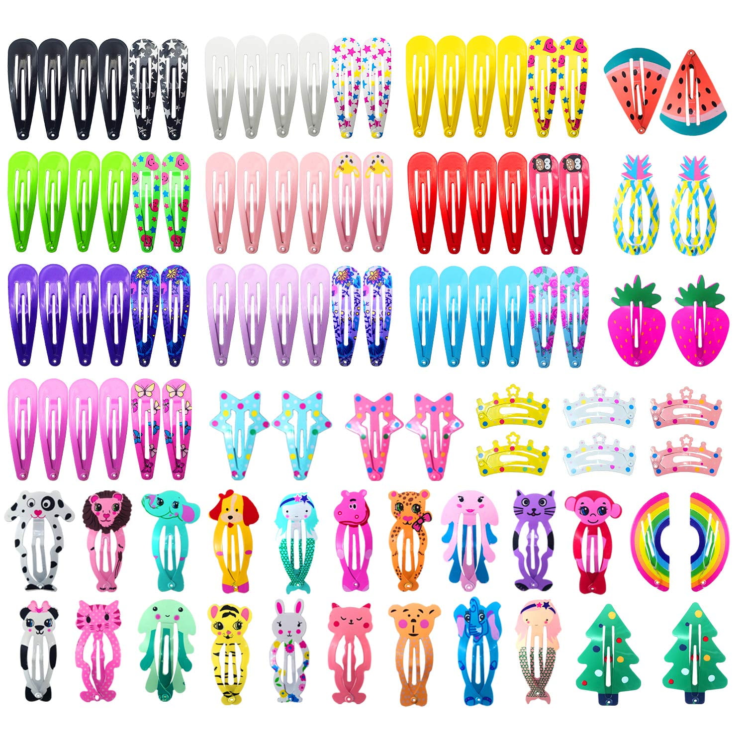 Hair Clips Colorful Hair Barrette Metal Cute Snap Hair Clips for Girls,  Toddlers, Kids - 100pcs 
