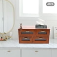 thumbnail image 2 of 4 Pcs Rustic Desktop Drawer Organizers Vintage Library Card Catalog Cabinet with 4 Drawers Wooden Storage Box with Metal Handle Stackable Multi Drawer Apothecary Cabinet for Home Office Storage, Brown, 2 of 9