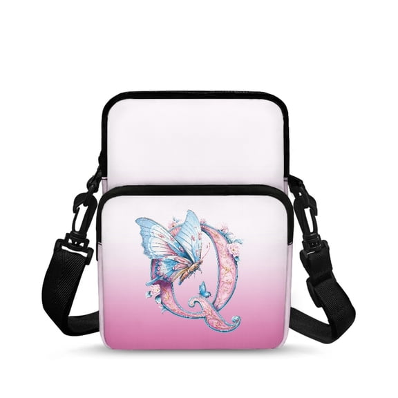 Chririnla Polyester Crossbody Bag with Pockets with Zipper Crossbody Purse for Running, Solid Pink Design Cellphone Crossbody Purse