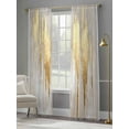 thumbnail image 4 of Abstract Art Sheer Curtains for Living Room Bedroom, Light-filtering Sheer Curtain, Gold Color Block Brown Back Impressionist Rod Pocket Voile Window Treatment Drapes, 52’’Wx96’’L, 2 Panels Set, 4 of 7