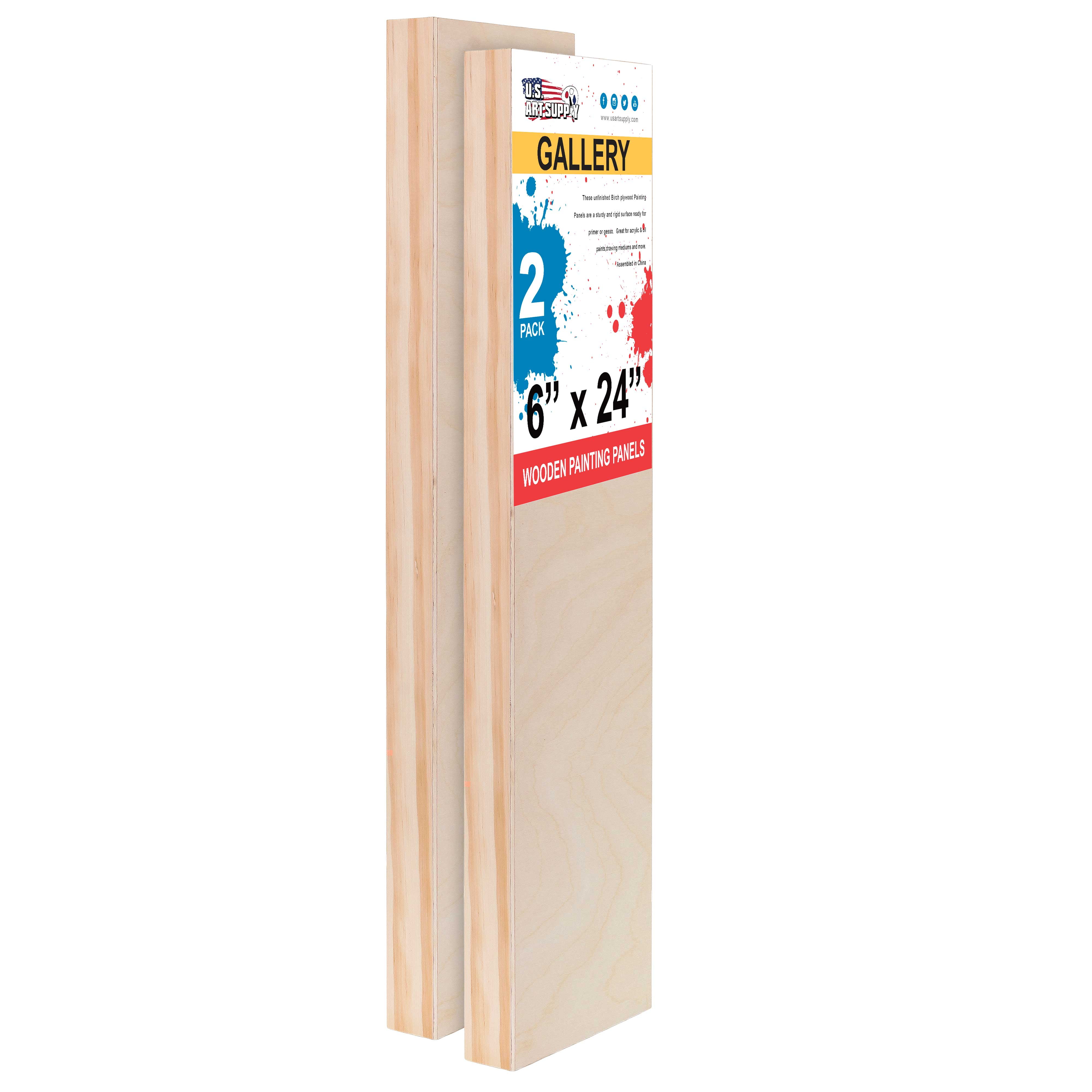 U.S. Art Supply 6" x 24" Birch Wood Paint Pouring Panel Boards, Gallery