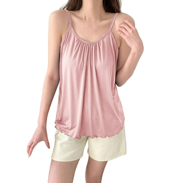 HBFAGFB Hauts pour Femmes Col Rond Débardeur Ample et Confortable Léger Chandail Débardeur Rose Taille TTG