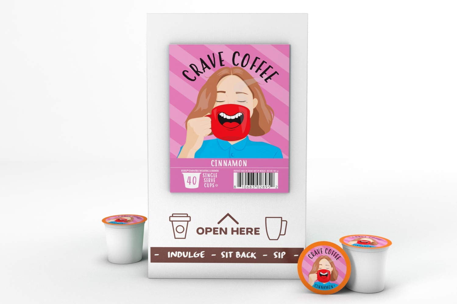 Crave Beverages Flavored Coffee Pods Compatible with K-Cup Brewers, Cinnamon, 40 Count