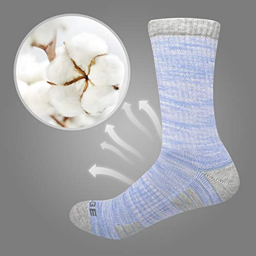 YUEDGE Women's Cotton Cushion Anti Blister Solid Athletic Hiking Sports Crew Socks for Women Size 6-12