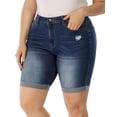 thumbnail image 4 of Pantalones cortos de mezclilla Gocolloa, bermudas elásticas de cintura alta, 22 W, para mujer, 4 of 5