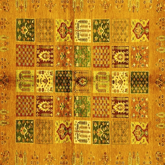 Ahgly Company Indoor Square Abstract Yellow Modern Area Rugs, 6' Square