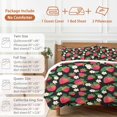 thumbnail image 6 of Cal King 4 Piece Bedding Set Red Strawberry Litter Flower Leaves on Black Soft Breathable Duvet Cover and Pillowcase,Summer Fruit Duvet Cover Set Washable Bed Sheets for Bedroom Dormitory Guest Room, 6 of 9