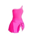 thumbnail image 2 of Women's One Shoulder Swimsuit, Conservative Swim Dress with Built-in Bra, Modest One Piece Bathing Suit for Beach, Pool and Vacation Wear Hot Pink XXL, 2 of 4