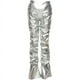 thumbnail image 1 of Pantalones casuales rectos de cintura baja sexys de cuero sintético plisado de moda para mujer de estilo europeo y americano de otoño, 1 of 6