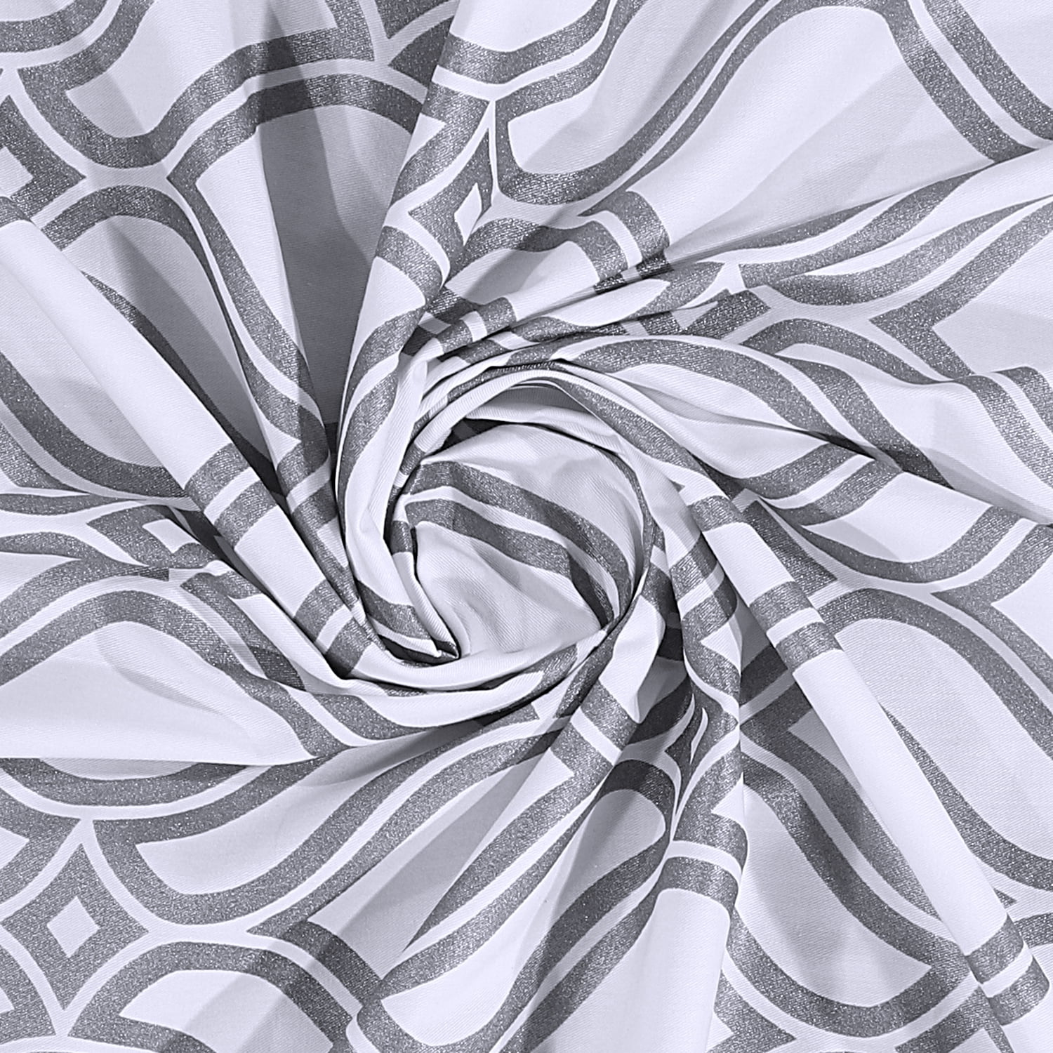 Diamonte Printed 100% Cotton 70" x 72" Shower Curtain in Silver