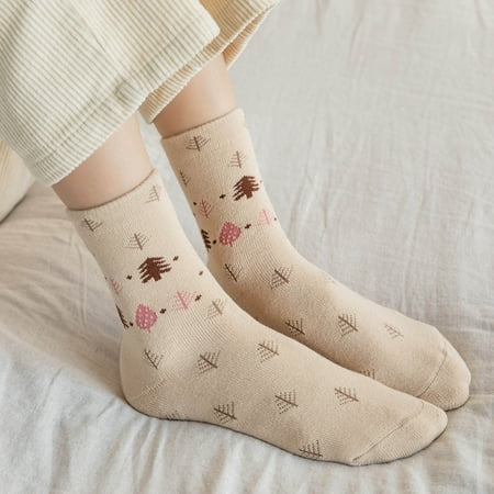 

MENRKOO 2022 Women Socks Winter Women Socks Middle Tube Keeping Warm Cute Wool Socks White