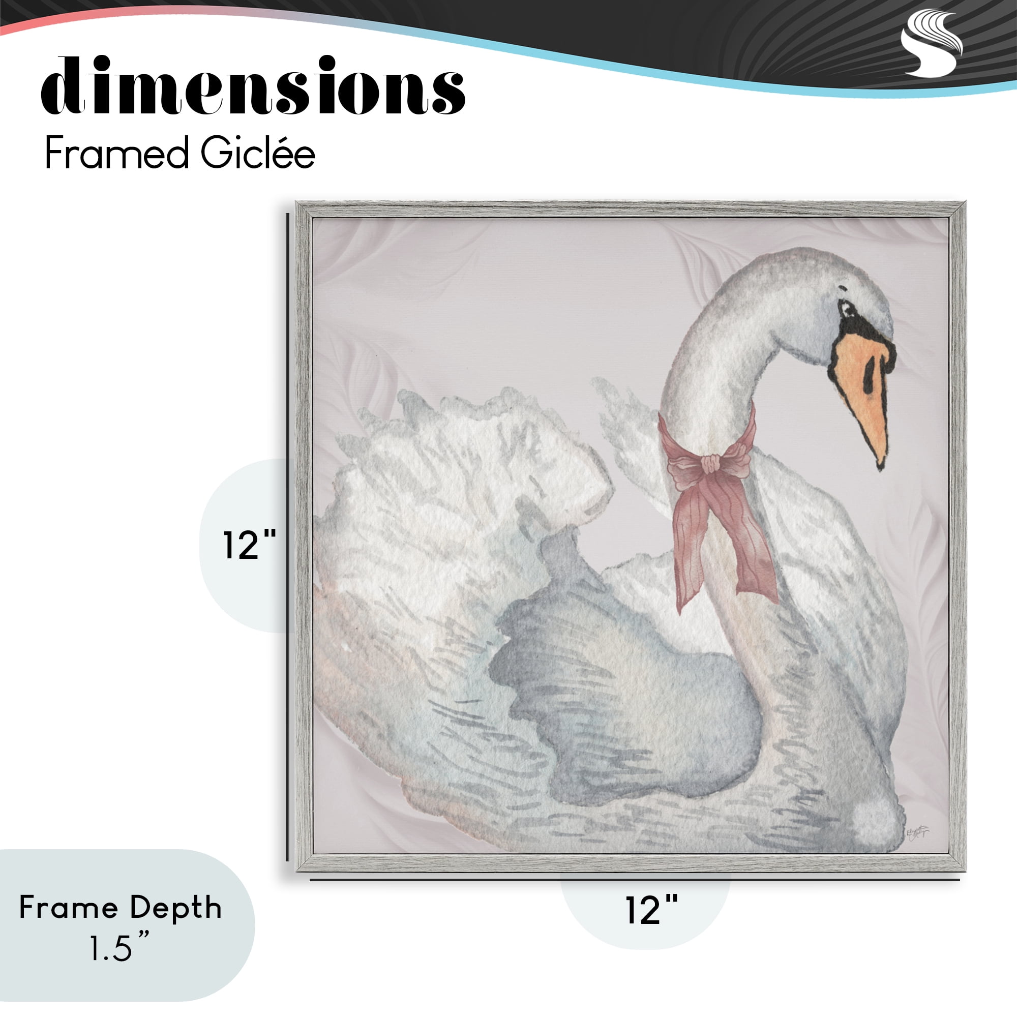 Stupell Industries Subdued Classic Swan Gray Framed Giclee Art, design by Elizabeth Medley
