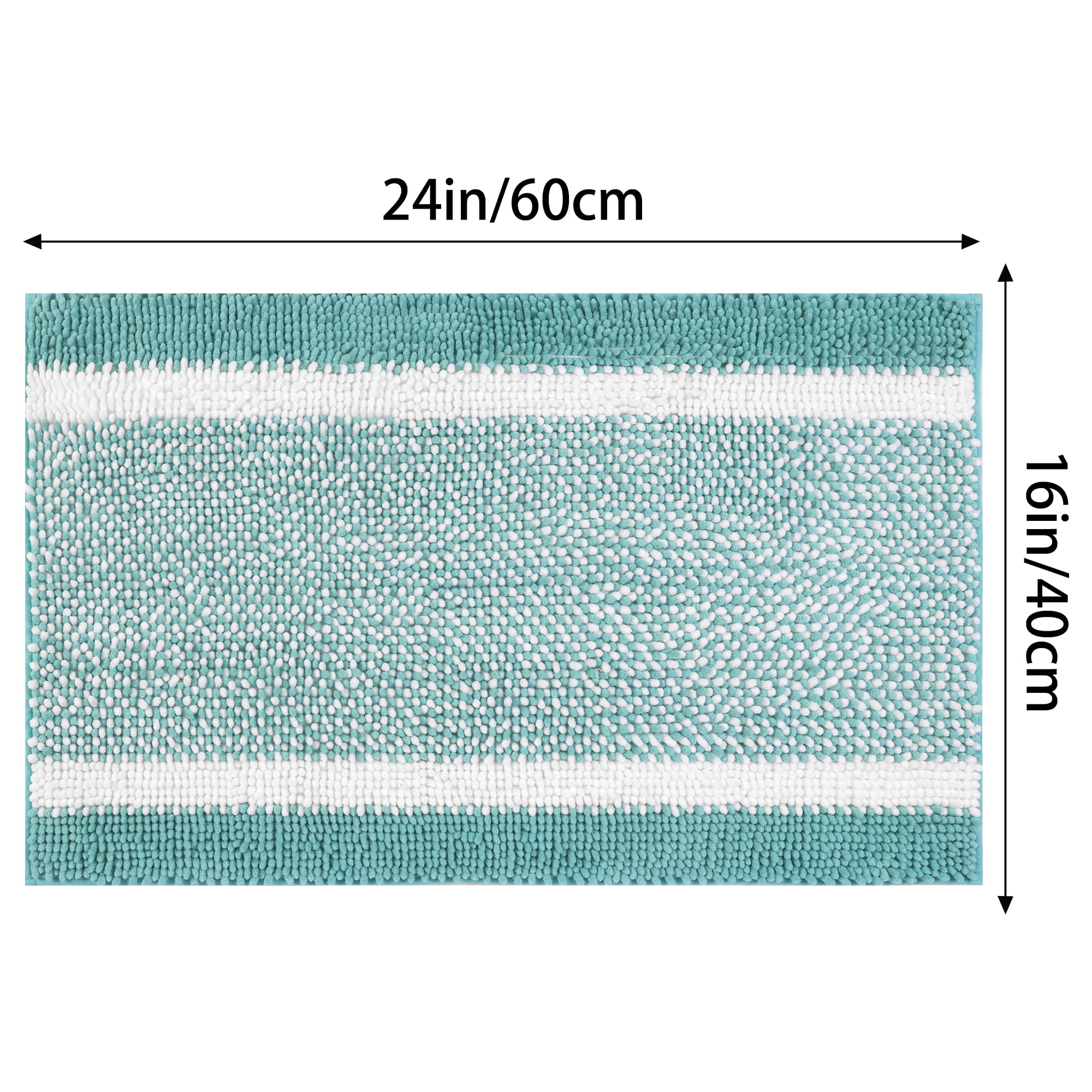 Unique Bargains 2 Pcs Chenille Soft Plush Shaggy Bathroom Rug Green/Pink 16" x 24"