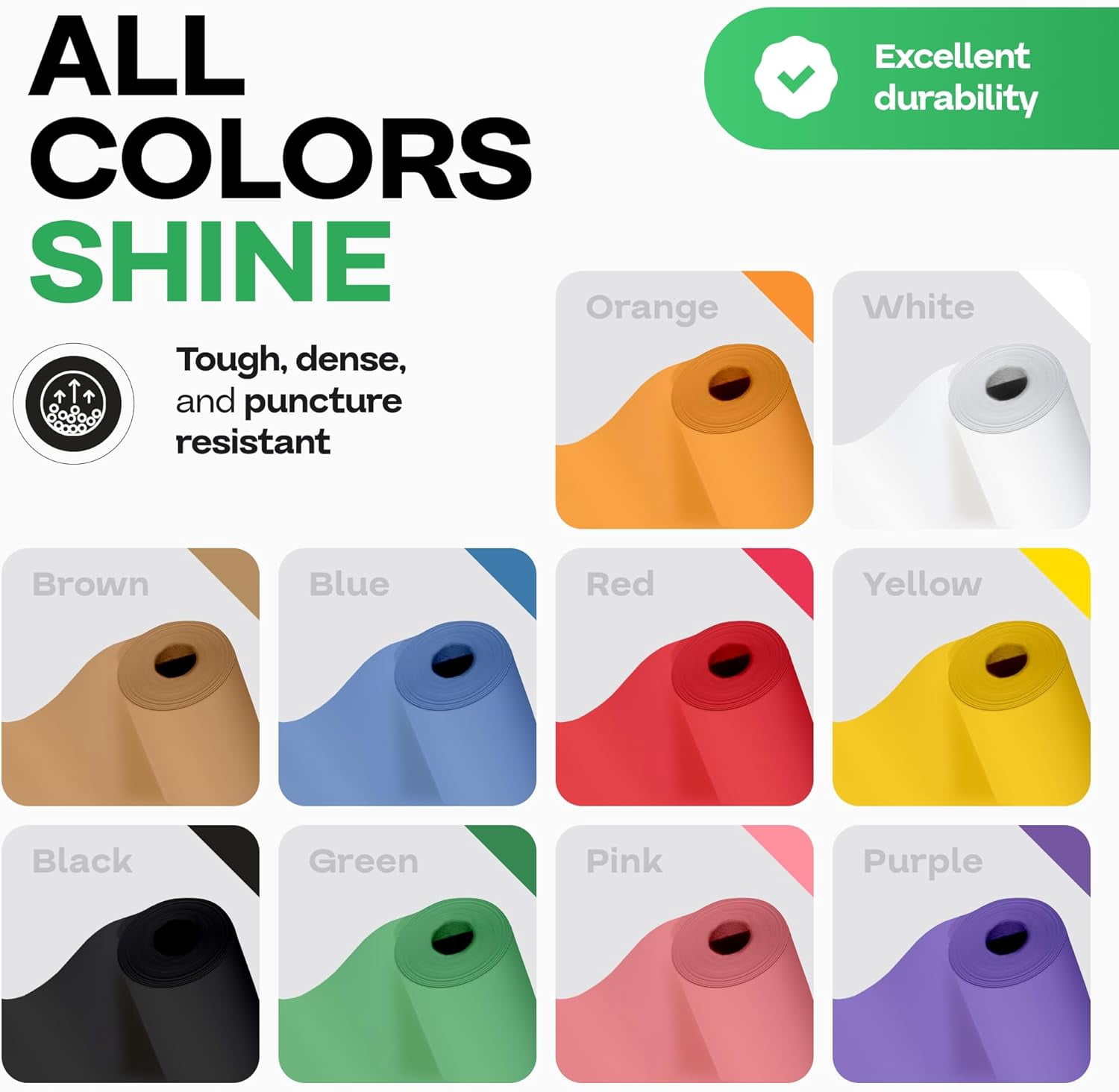 IDL Packaging Assorted Colors Kraft Paper with Cutter, Set of 10 Rolls 12" x 1200" (100 ft) - USA-Made Natural Multi-Color Construction Paper