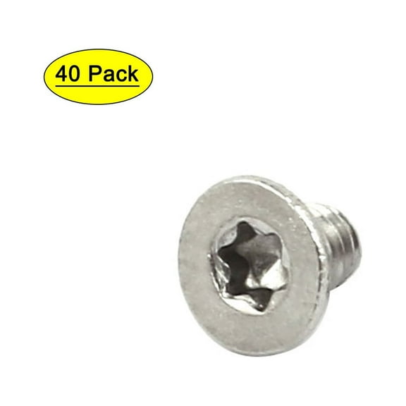 Unique Bargains M2x3mm T6 304 Stainless Steel Flat Torx Head Screw (40-Pack)