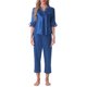 thumbnail image 2 of Conjunto de pijama de satén para mujer INSPIRE CHIC, camisa de media manga de seda con pantalones largos, pijama suave para estar en casa, talla XS, azul, 2 of 6