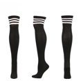 thumbnail image 1 of CNKOO 2 Pcs Bas Cosplay Femme Rayures Roses Blanches Chaussettes Longues Lolita au-Dessus du Genou Chaussettes Hautes de Compression pour Femmes, 1 of 2