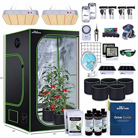 

TheBudGrower Premium Home Grow Tent Kit has Everything for Your Grow Complete 48x48x80 inch. Dual LED Light Units 1200 Watts. Premium Growing Nutrients – The Best and Perfect for Your Home Grow
