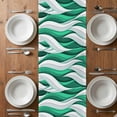 thumbnail image 6 of Green White Moire Table Runner - 120 Inch Long, Kitchen Dining Table Runner Dresser Scarves, Modern Abstract Art Farmhouse Decor for Coffee Tables Wedding Party Banquet, 6 of 8