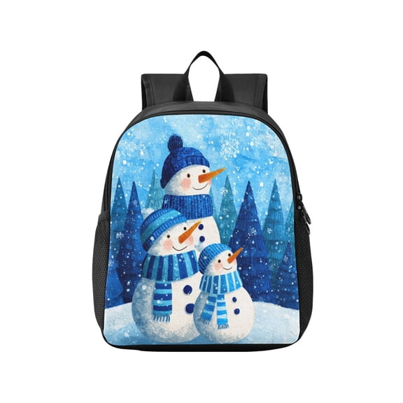Toddler Backpack Three Blue Cute Snowmen Waterproof Lightweight Backpack Casual Mini Daypack for Daycare & Travel