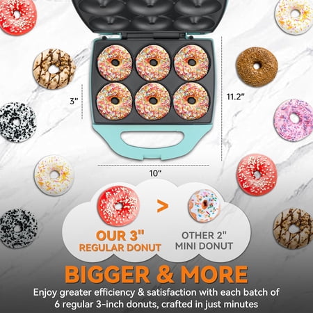 Mini Donut Maker Machine for Home, 6 x 3'' Mini Doughnut Maker Machine, Donut Maker for Kids, Maquina Para Hacer Donas, Donut Baking Pan, Donut Party,