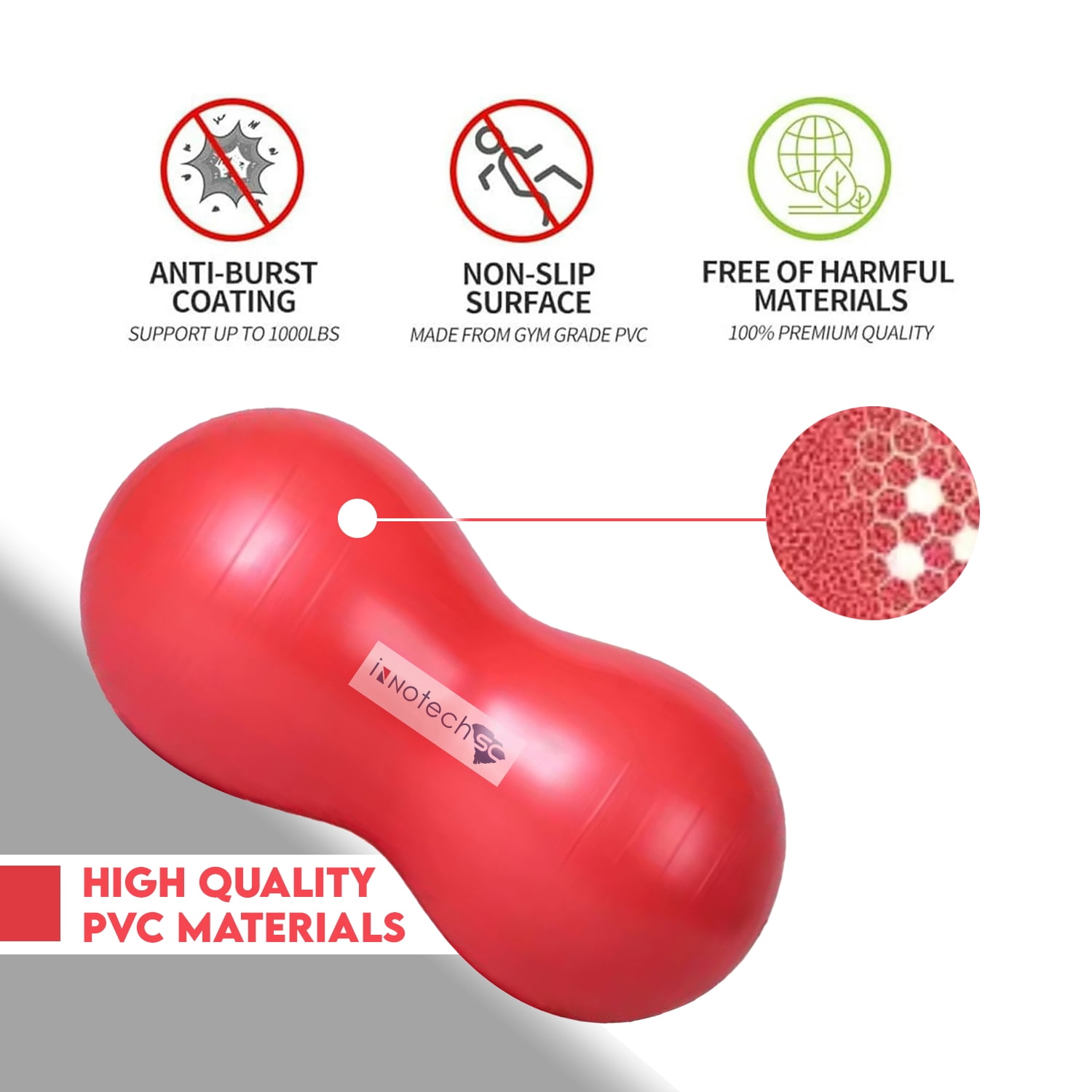 InnotechSC Peanut Ball - Anti Burst Exercise Ball for Labor Birthing, Physical Therapy for Kids, Core Strength, Flexible Seating, Home & Gym Fintness, sensory chair Wiggle Seat (Include Pump)