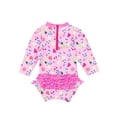 thumbnail image 2 of iEFiEL Infant Baby Girls One-piece Swimsuit Long Sleeves Floral Printed Ruffled Bathing Suit Rash Guard, 2 of 5