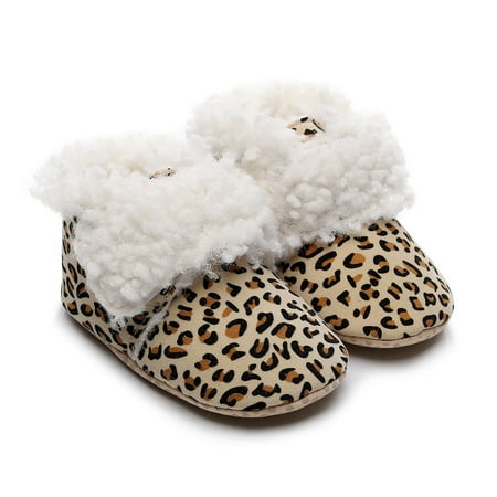 

Winter Toddler Kids Baby Girls Boys Cute Leopard Warm Boots Booties Shoes Yellow 15