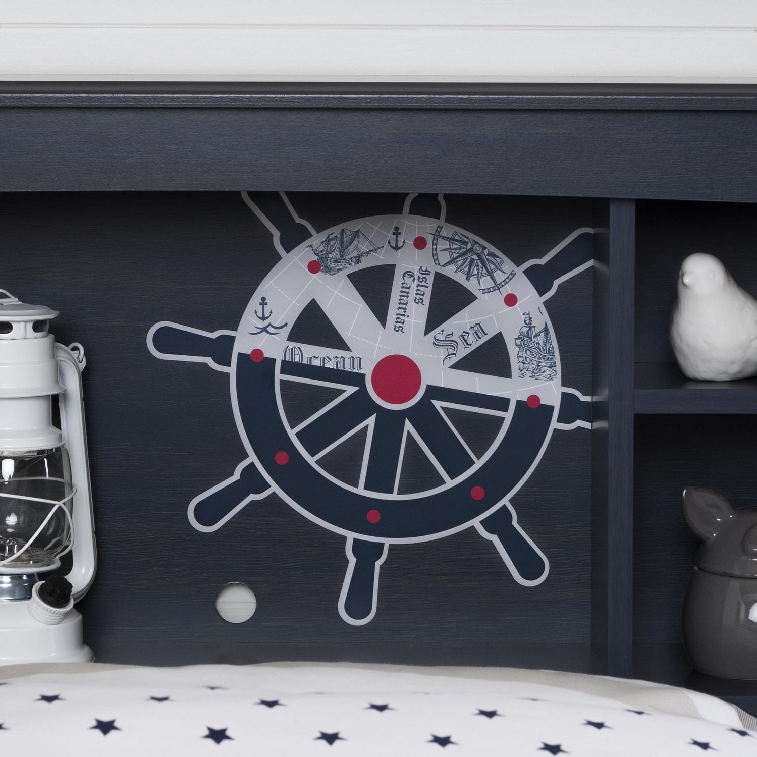 South Shore Aviron Twin Bookcase Headboard with Storage, in Blueberry