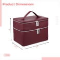 thumbnail image 2 of Double Layer Travel Makeup Bag, Large Capacity Zippered Cosmetic Organizer with Removable Liner, Waterproof PU Leather Toiletry Bag, Portable Cosmetic Case for Skincare Brushes Accessories, 2 of 8