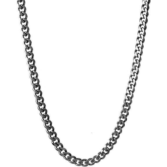 1pc 201 Stainless Steel Curb Chain Necklaces Black 23.62 inch(60cm)