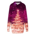 thumbnail image 3 of IROINNID Christmas Dress for Women Long Sleeve Dress Thigh-Length Hooded Sheath Dress Xmas Printed Loose Fit Dress with Pocket,Hot Pink, 3 of 4