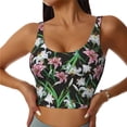 thumbnail image 2 of Picia Lilies Flowers Sports Bra for Women,Padded Strappy Sports Bras Medium Support Yoga Bra with Removable Cups,Running Yoga Bra-Large, 2 of 9