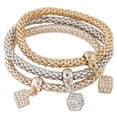 thumbnail image 4 of JINLUO JL 1/3Sets Stackable Charm Bracelets for Women Corn Chain Bracelet Crystal Dangle Bracelets Shaped Stretch Bracelets Valentine's Day Engagement Holiday Gift Bangle Sets, 4 of 11