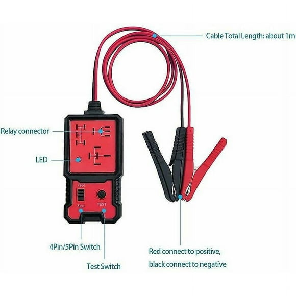 SM Car Battery Checker - 12V Electronic Relay Tester with Clips - Auto Diagnostic Tool