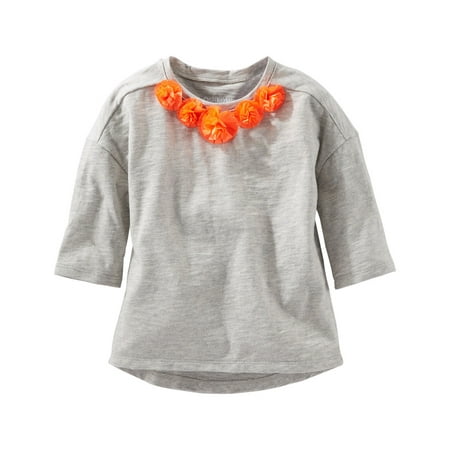 OshKosh B'gosh Baby Girls' Drop-Shoulder Rosette Tee, 6 Months