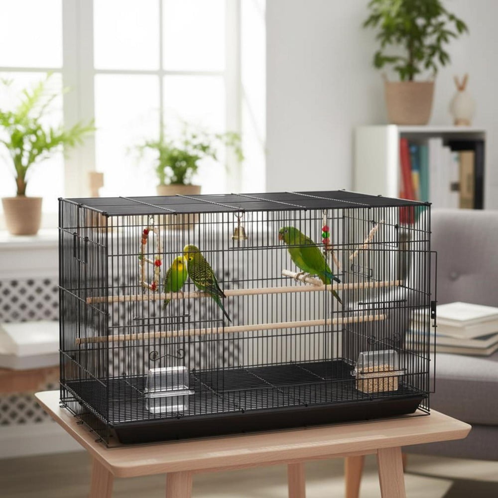 Bird Cage, 30 Inch Metal Cage with Rolling Stand and Removable Tray, Suitable for Parakeets, Cockatiels, Budgies, Love Birds, Canaries