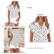 thumbnail image 3 of Blusa de gasa para mujer, cuello en V, manga corta, ajuste holgado, cómoda camisa informal para uso diario, blanco M, 3 of 4