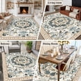 thumbnail image 6 of Bohemia Flower Pattern Washable Area Rug 5 x 8 ft Blue Retro Boho Ethnic Farmhouse Floral , Soft Non Slip Rugs Stain Repellent Indoor Felt Carpet for Living Dining Room Bedroom Home Office, 6 of 9